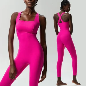 Small wave back yoga fitness onesie women's large size tight dance running vest onesie gym set women